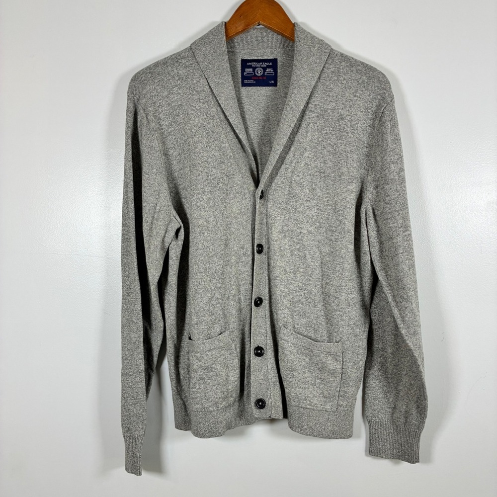 American Eagle Cardigan L Shawl Collar Cotton Preppy Academia Grandpa Core Ivy
